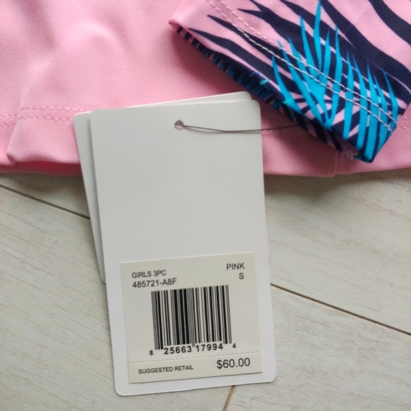 HURLEY NEW girls Pink Palms Rashguard Bikini Set - Picture 10 of 12